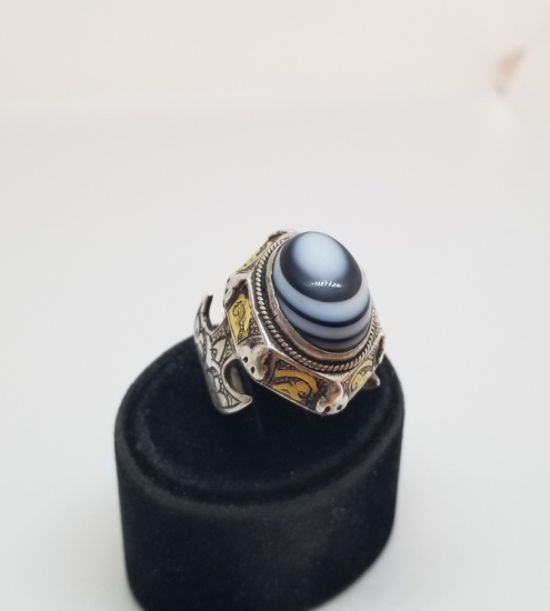 NAZAR AKİKLİ ÖZEL YAPIM TÜRKMEN GÜMÜŞ YÜZÜK