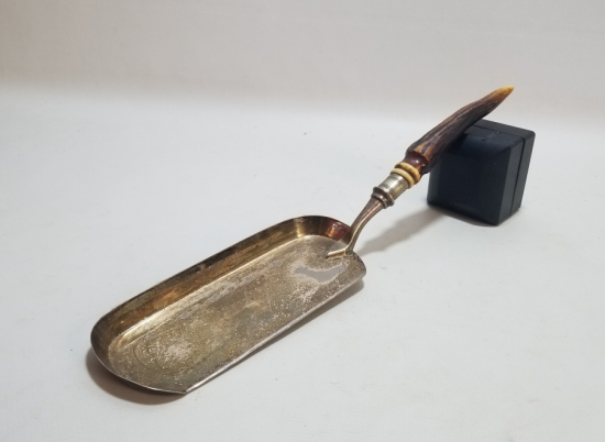 GEYİK BOYNUZU SAPLI GÜMÜŞ KAPLAMA ANTİKA SOFRA - MASA FARAŞI