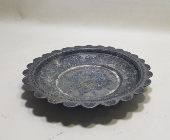 İÇİ AYETLERLE BEZELİ VE USTA DAMGALI OSMANLI DÖNEMİ BAKIR TABAK