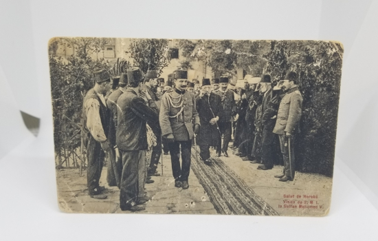 PADİŞAH MEHMET REŞAT HAN GÖRSELLİ ARKASI OSMANLICA YAZILI NADİR KARTPOSTAL