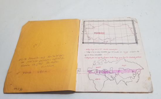 1940LARDAN ANTİKA BOL ÇİZİMLİ COĞRAFYA DEFTERİ