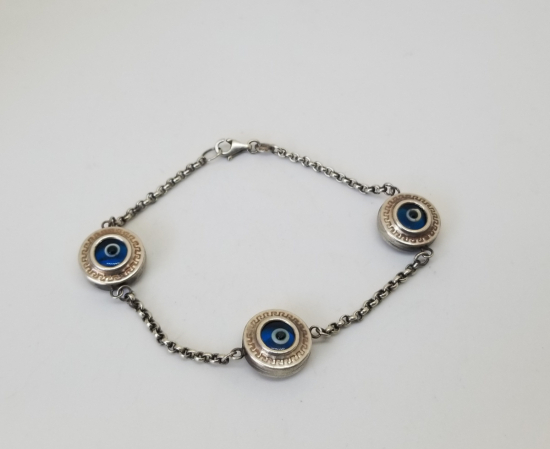 NAZAR BONCUKLU ÖZEL YAPIM GÜMÜŞ BİLEKLİK