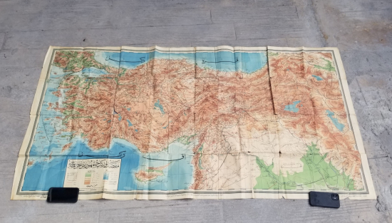 CUMHURİYET BAŞLARI DEV BOYDA OSMANLICA YAZILI TÜRKİYE HARİTASI