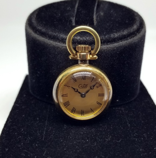 ALTIN KAPLAMA ZENNE BOY ANTİKA KURMALI CEP SAATİ