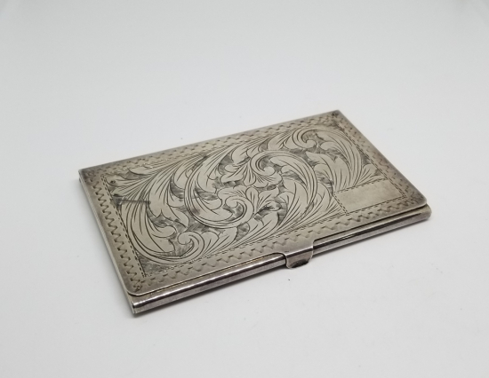 KALEM İŞÇİLİKLİ ANTİKA GÜMÜŞ KARTVİZİTLİK