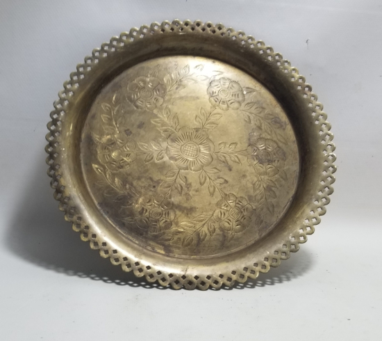 ÜZERİ KALEM İŞÇİLİKLİ ANTİKA KAHVE TEPSİSİ