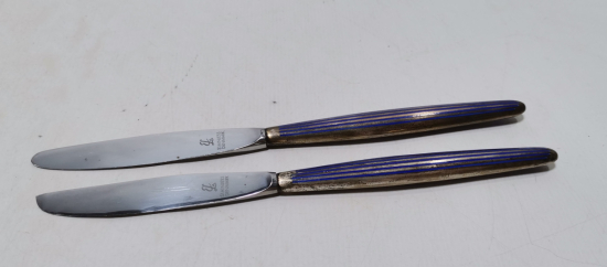 TUTMACI MİNE İŞÇİLİKLİ ANTİKA GÜMÜŞ İKİ ADET BALIK BIÇAĞI