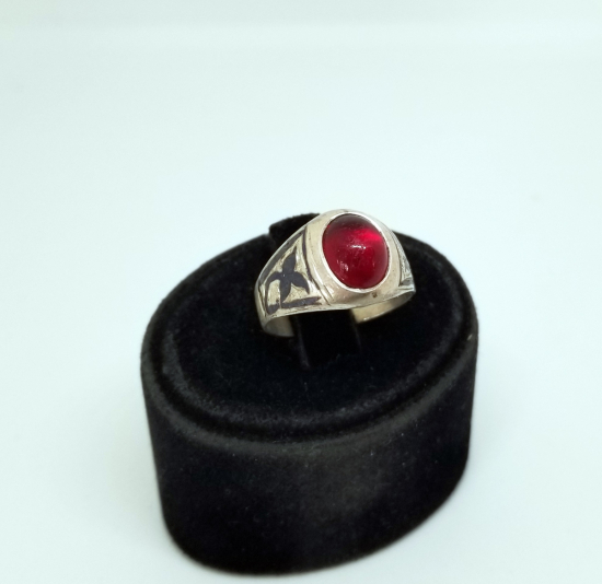 OSMANLI DÖNEMİ SAVAT İŞÇİLİKLİ GÜMÜŞ AKİK TAŞLI YÜZÜK