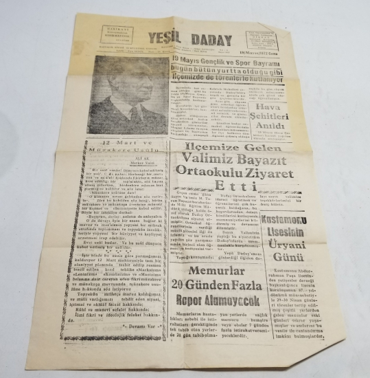 1972 TARİHLİ YEŞİL DADAY GAZETESİ