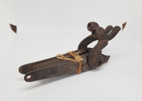 OSMANLI DÖNEMİ RUM USTA DAMGALI VE SMYRNE YAZILI ÇİFT DOLMA TÜFEK HOROZU - MEKANİZMASI