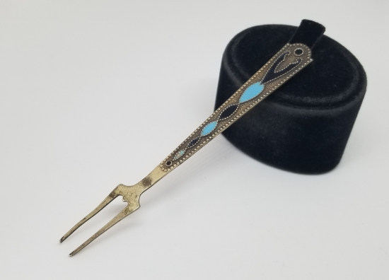 ORAK ÇEKİÇ DAMGALI ANTİKA MİNELİ RUS GÜMÜŞ PEYNİR ÇATALI