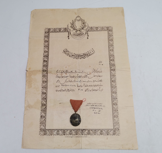 OSMANLICA YAZILI İSTİKLAL MADALYASI VE BERATI