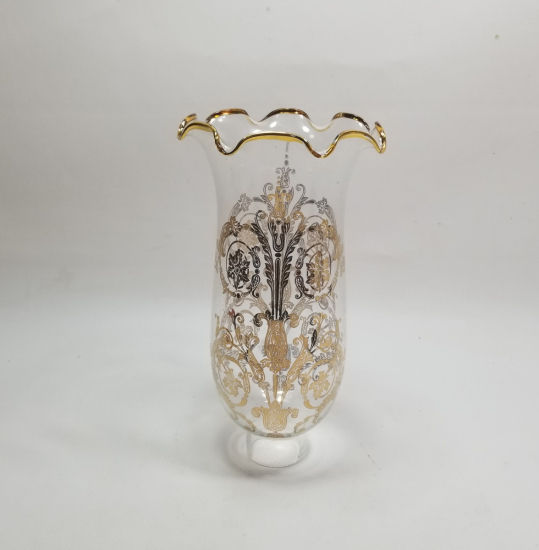 ÜZERİ ALTIN VARAKLI ANTİKA GAZ LAMBASI CAMI