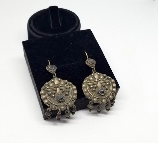 SİTRİN TAŞLI ÖZEL YAPIM ANTİKA GÜMÜŞ KÜPE