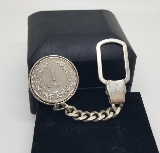 CUMHURİYETİMİZİN SON GÜMÜŞ PARASINDAN YAPILMIŞ ANTİKA GÜMÜŞ ANAHTARLIK