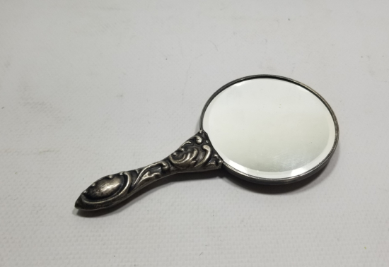 KABARTMA İŞÇİLİKLİ ANTİKA GÜMÜŞ EL AYNASI