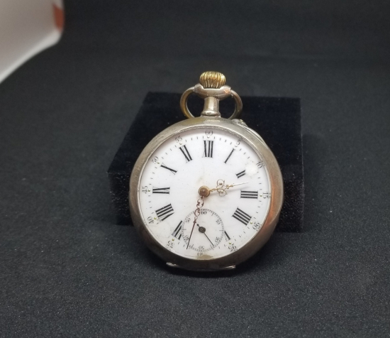 OSMANLI DÖNEMİ GÜMÜŞ KASA VE KADRANI ALTIN DAMLALI KURMALI CEP SAATİ