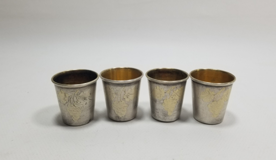 ALTIN VERMEYLİ GÜMÜŞ KAPLAMA ANTİKA LİKÖR TAKIMI