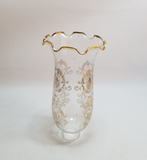 ÜZERİ ALTIN VARAKLI ANTİKA GAZ LAMBASI CAMI