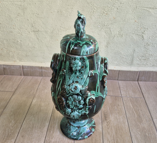 ÜZERİ MİNE İŞÇİLİKLİ ÖZEL YAPIM BÜYÜK BOY ANTİKA ÇANAKKALE KAPAKLI BOZALIK