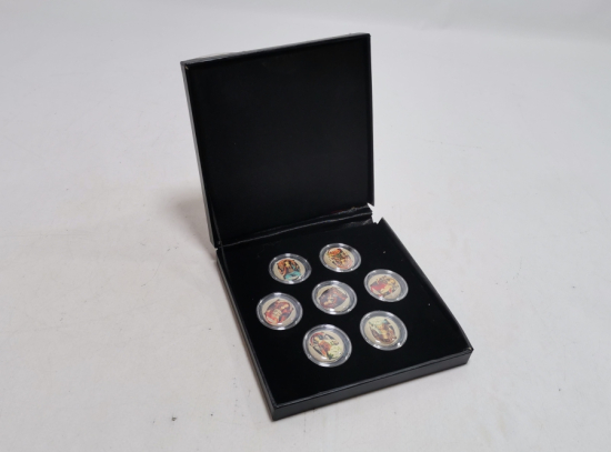 ORİJİNAL KUTUSUNDA GÜMÜŞ KAPLAMA YEDİ ERDEM ÇİL PARA LOTU