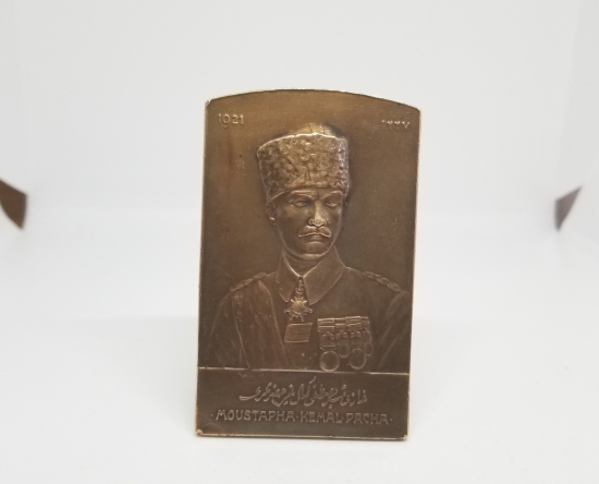 1921 ANKARA ANLAŞMASI GAZİ MÜŞİR MUSTAFA KEMAL PAŞA PLAKET MADALYA