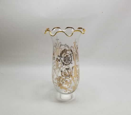 ÜZERİ ALTIN VARAKLI ANTİKA GAZ LAMBASI CAMI