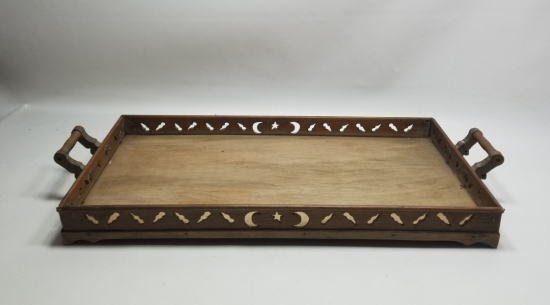 ÜZERİ AY YILDIZLI EL YAPIMI OSMANLI DÖNEMİ NADİR KAHVE TEPSİSİ