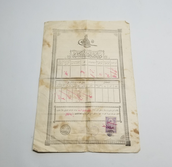 OSMANLI DÖNEMİ NÜFUS TEZKERESİ - KAFA KAĞIDI