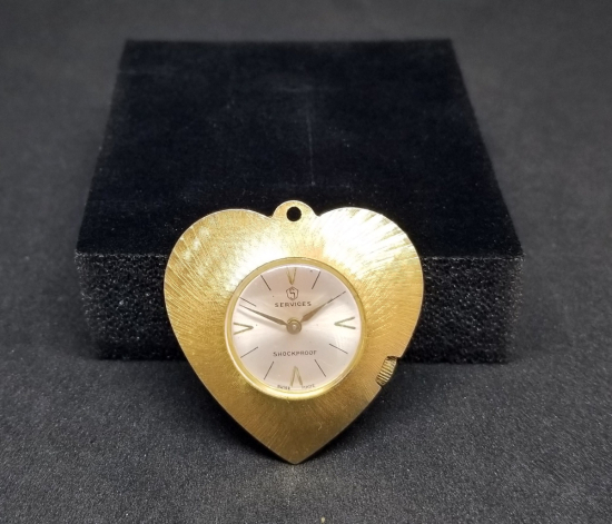 KALP FORMLU ALTIN KAPLAMA KURMALI ANTİKA KOLYE SAAT