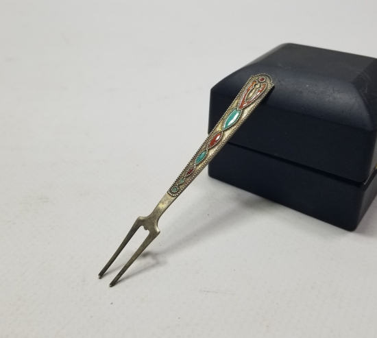 ORAK ÇEKİÇ DAMGALI ANTİKA MİNELİ RUS GÜMÜŞ PEYNİR ÇATALI