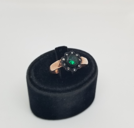 GÜL MODELLİ SİTRİN VE ELMAS TAŞLI YÜZÜK