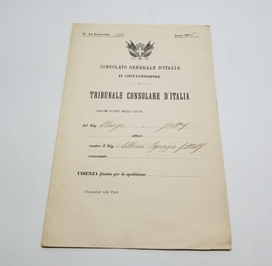 OSMANLI DÖNEMİ 1876 TARİHLİ İTALYAN KONSOLOSLUĞU KARTON DOSYA