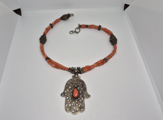 MERCAN TAŞLI OSMANLI DÖNEMİ FATMA ANANIN ELİ TILSIM KOLYE