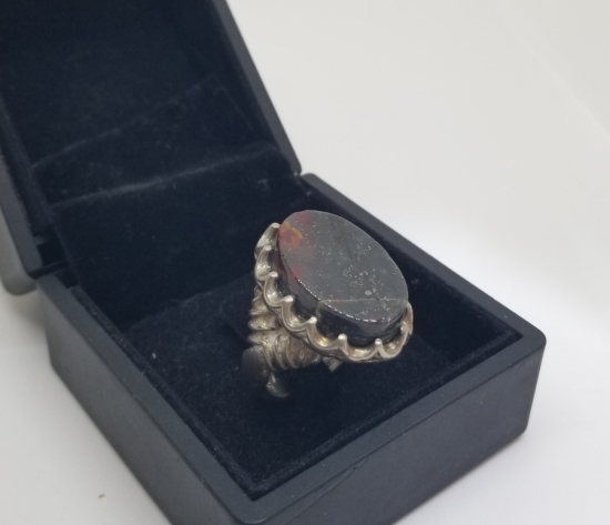 İÇİ OSMANLICA USTA DAMGALI ÖZEL YAPIM KAN TAŞI YÜZÜK