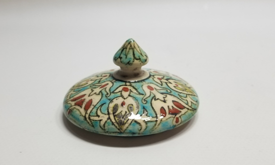 OSMANLI DÖNEMİ EL BOYAMA İŞÇİLİKLİ NADİR KÜTAHYA KAVANOZ KAPAĞI