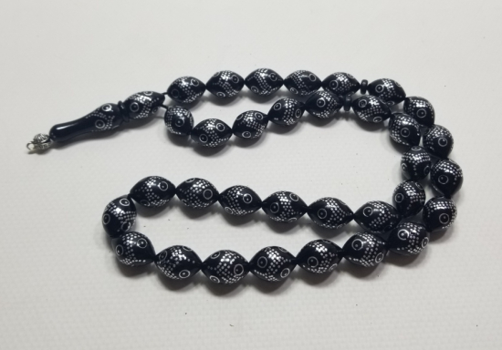 GÜMÜŞ ÇAKMA İŞÇİLİKLİ ÖZEL YAPIM ANTİKA TESPİH