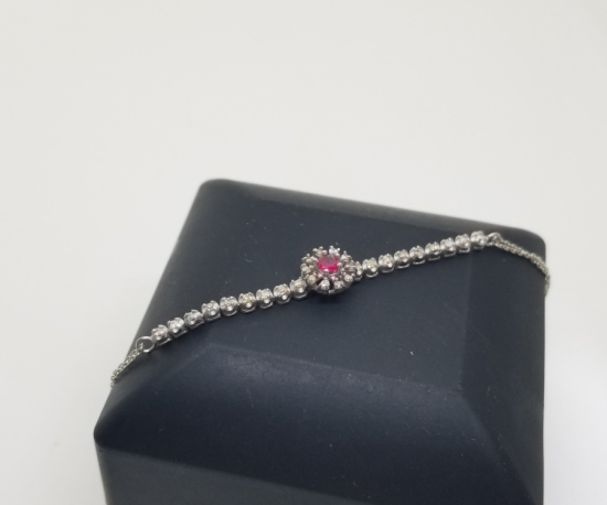 YAKUT VE PIRLANTA TAŞLI ÖZEL YAPIM BİLEZİK - BİLEKLİK