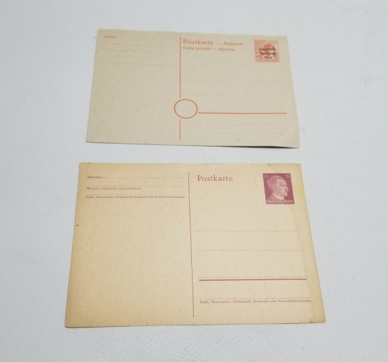 BİRİ ADOLF HİTLER PULLU İKİ ADET POSTA KARTI