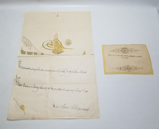 ORİJİNAL ZARFIYLA ALİ RIZA EFENDİ'YE VERİLMİŞ 4. DERECE MECİDİ NİŞANI BERATI