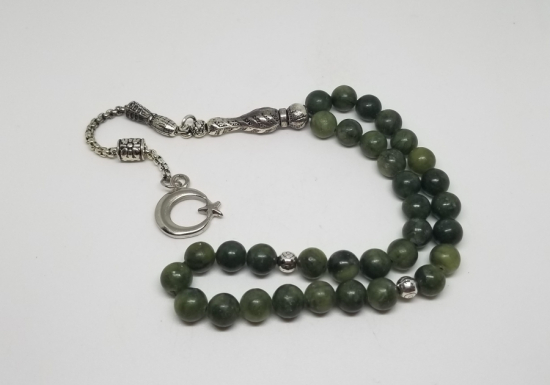 İMAME VE PÜSKÜLÜ GÜMÜŞ KAPLAMA 33LÜK DOĞAL TAŞ TESPİH