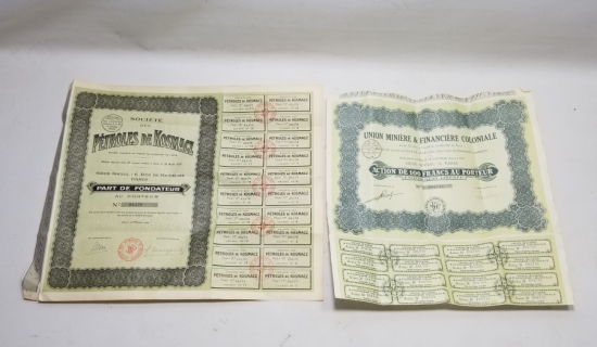 1923-1929 TARİHLİ İKİ ADET FRANSIZ HİSSE SENEDİ