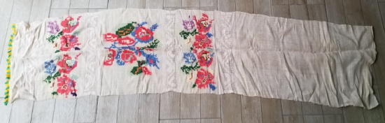 KANAVİÇE İŞÇİLİKLİ EL YAPIMI OSMANLI DÖNEMİ PERDE PARÇASI