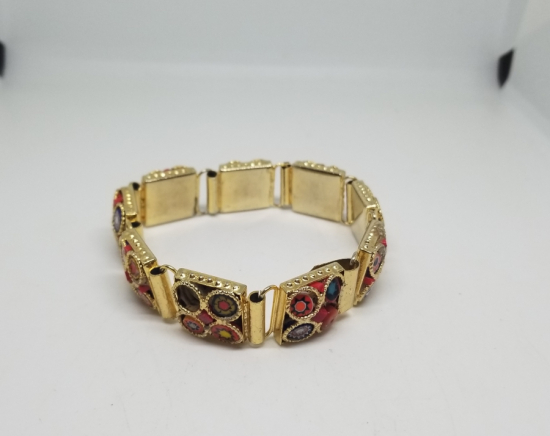 ÖZEL YAPIM MİKRO MOZAİK FORMLU ALTIN KAPLAMA BİLEKLİK