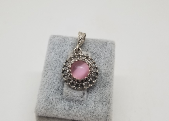 ÜZERİ DOĞAL TAŞLI GÜMÜŞ KOLYE UCU