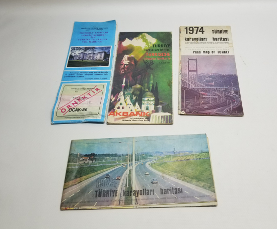 4 ADET ANTİKA TÜRKİYE KARAYOLLARI HARİTASI