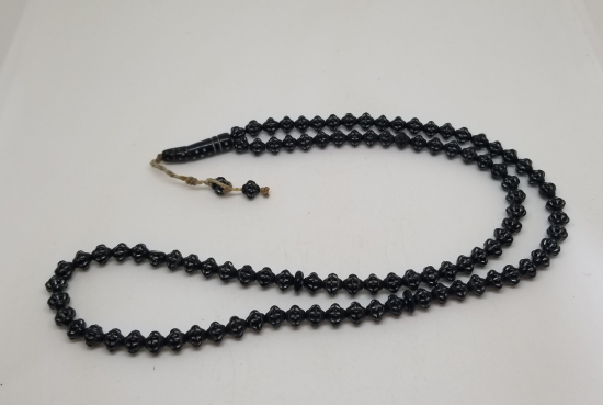 SİKKE FORMLU YAPILMIŞ GÜMÜŞ VARAKLI ÇOK NADİR BEYKOZ TEKKE İŞİ ZİKİR - NAMAZ TESPİHİ