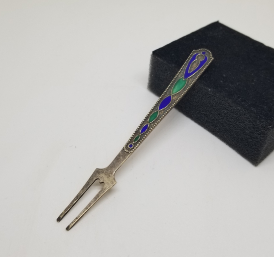 ORAK ÇEKİÇ DAMGALI ANTİKA MİNELİ RUS GÜMÜŞ PEYNİR ÇATALI