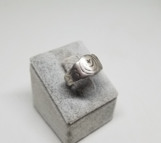 OSMANLI DÖNEMİ ÜZERİ AY YILDIZLI GÜMÜŞ YÜZÜK