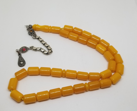 AMERİKAN BİLARDO TOPUNDAN YAPILMIŞ GÜMÜŞ PÜSKÜLLÜ KATALİN TESPİH